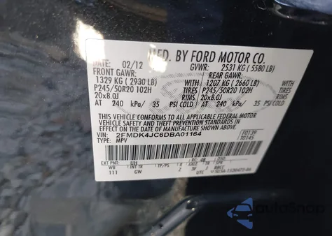 2013 Ford Edge Sel z USA, uszkodzony, nr VIN 2FMDK4JC6DBA01164